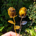 Small Flashy Tiger Eye Rose on Stem - Courage, Motivation, Confidence, Grounding, Energetic Protection - Crystal Rose Healing Gemstones
