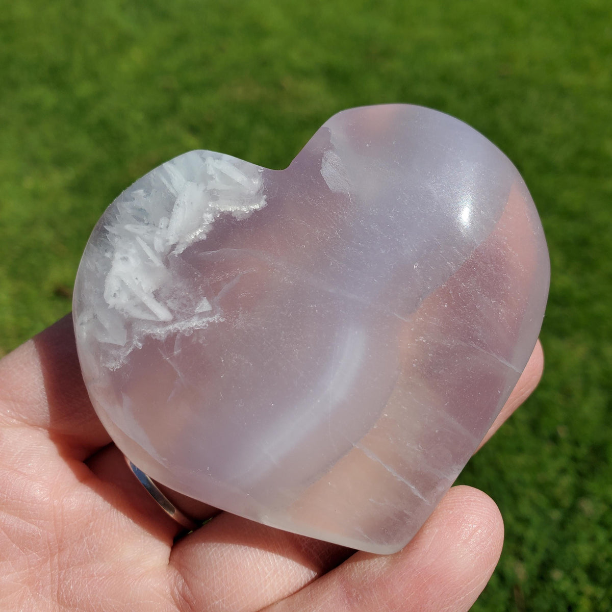 Lavender Fluorite Heart - Calming, Stability, Mental Clarity, Energetic Protection - Fluorite Healing Crystal Puffy Heart Gemstone
