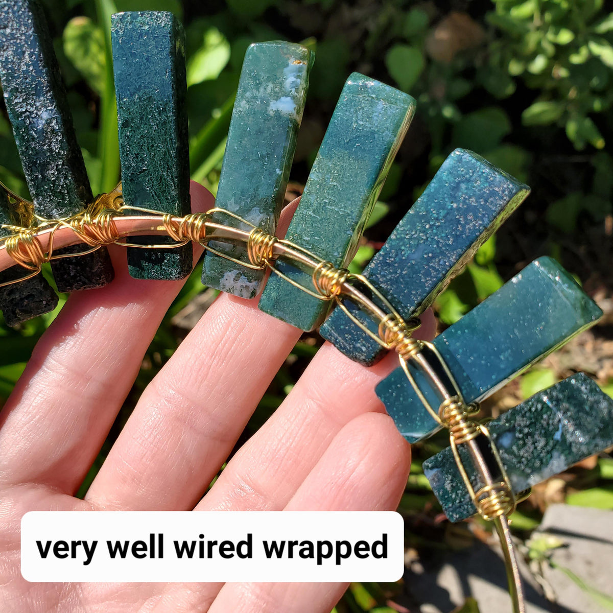 Moss Agate Crown with Moon Phase - Grounding, Reflection, New Beginnings - Green Goddess Crystal Moon Healing Crystal Gemstone Headpiece