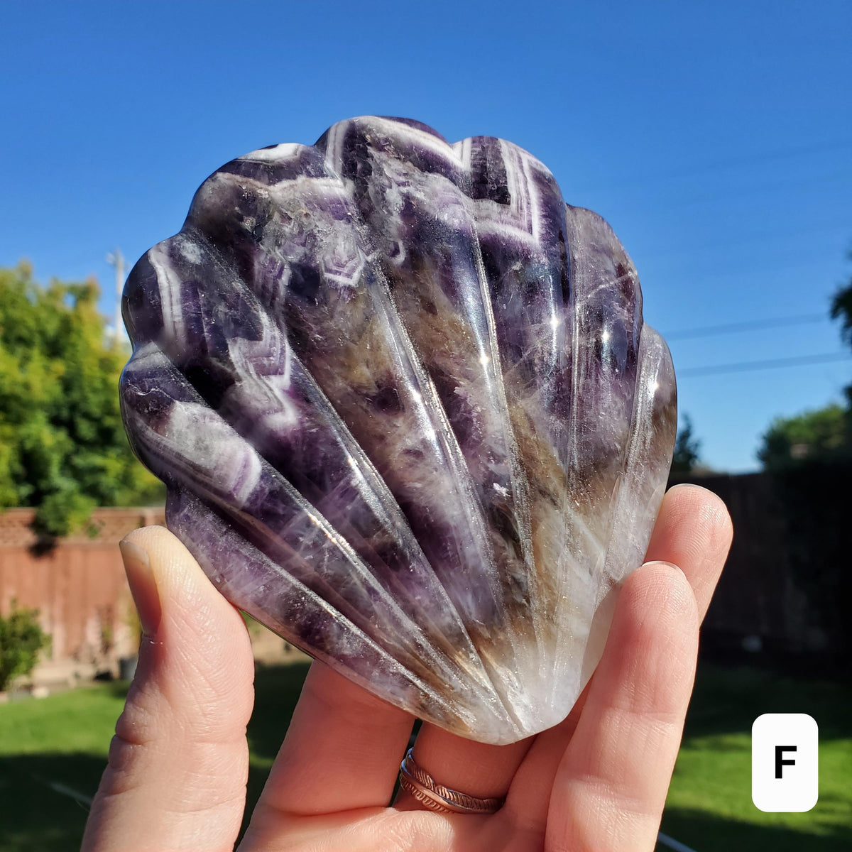 Dream Amethyst Seashell Mirror - Calming, Energetic Protection, Positivity, Divine Love - Amethyst Crystal Mirror for Vanity, Bathroom