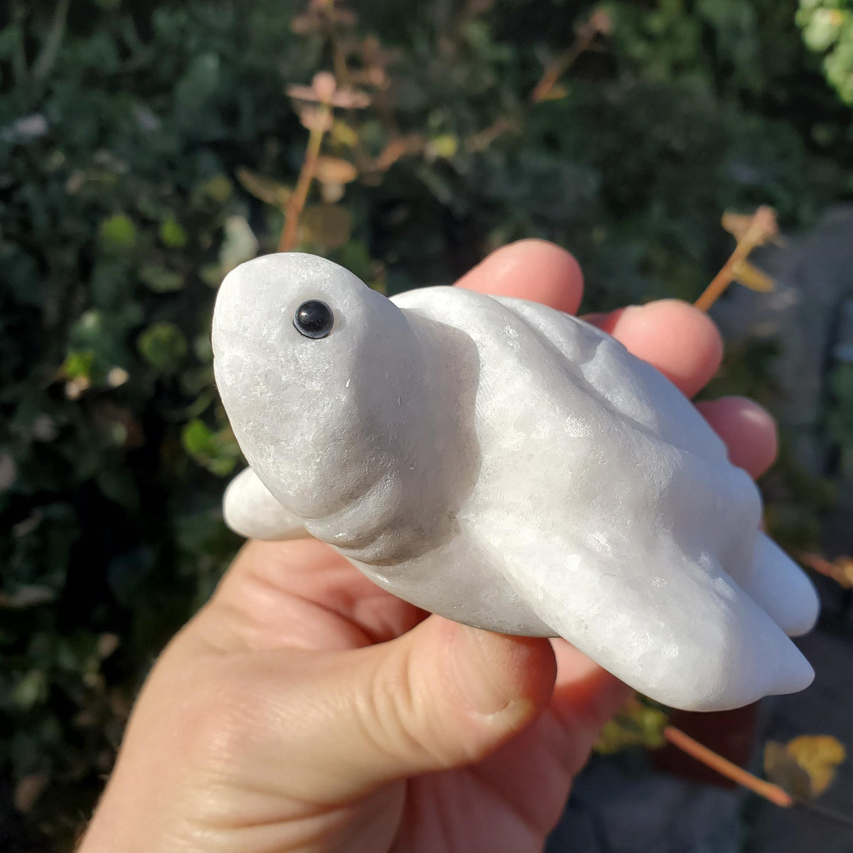 Chunky White Jade Turtle - Brings in Joy, Peace, Calm & Love Energy - Flashy White Turtle Stone Carving Healing Gemstone
