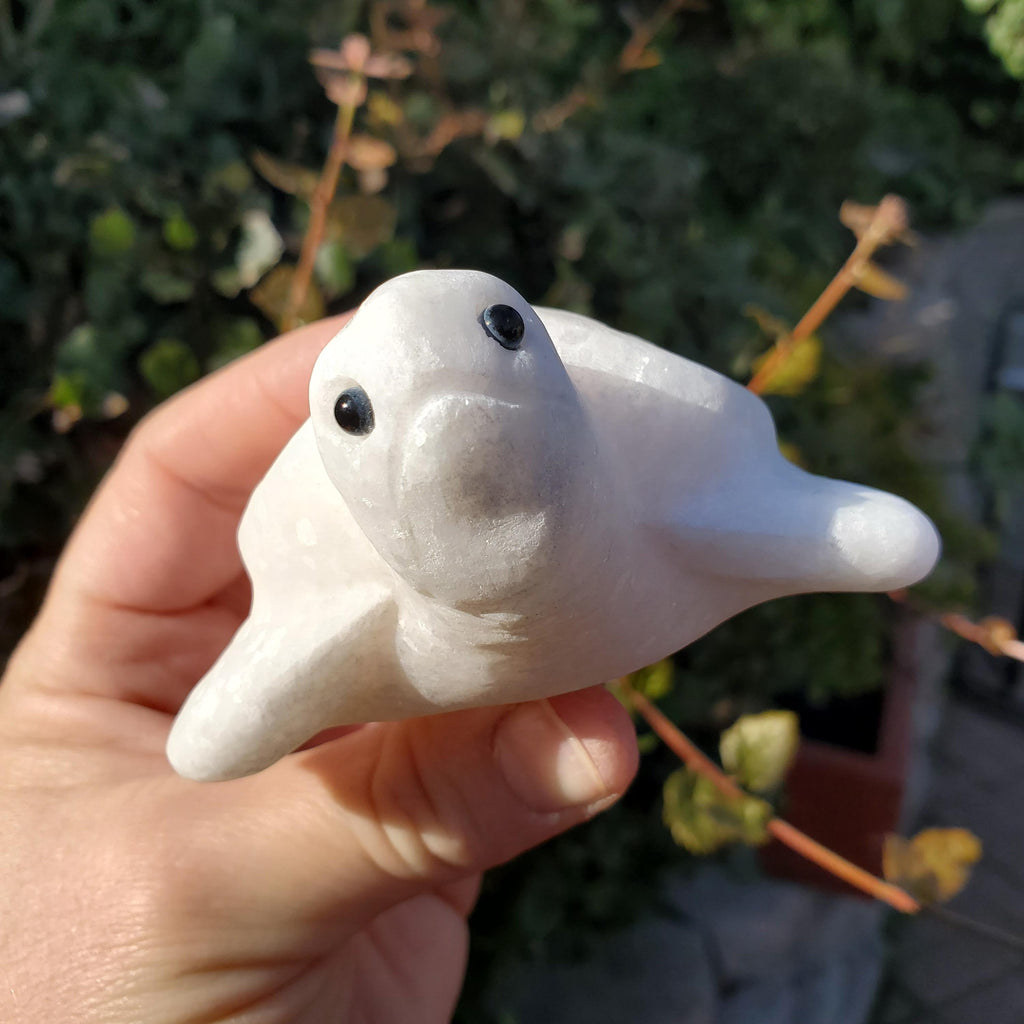Chunky White Jade Turtle - Brings in Joy, Peace, Calm & Love Energy - Flashy White Turtle Stone Carving Healing Gemstone