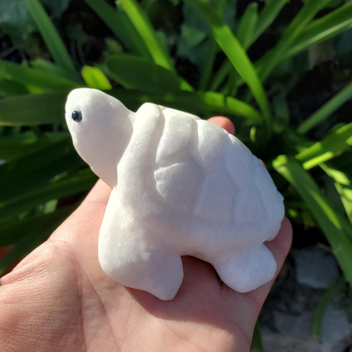 Chunky White Jade Turtle - Brings in Joy, Peace, Calm & Love Energy - Flashy White Turtle Stone Carving Healing Gemstone