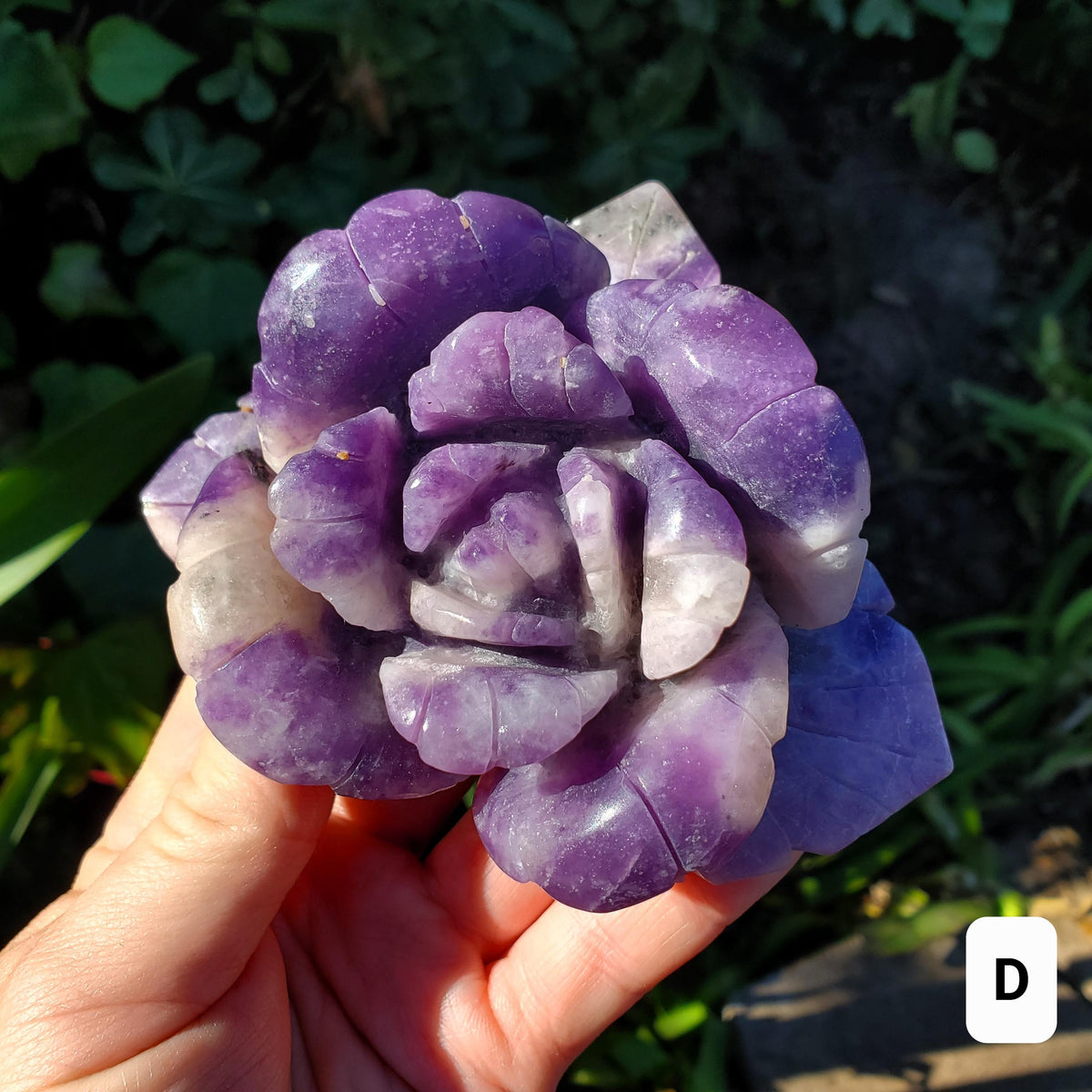 Big Lepidolite Flower - Transitions, Stress Relief, Calming - Purple Rose Carving Lepidolite Healing Stone Statement Piece