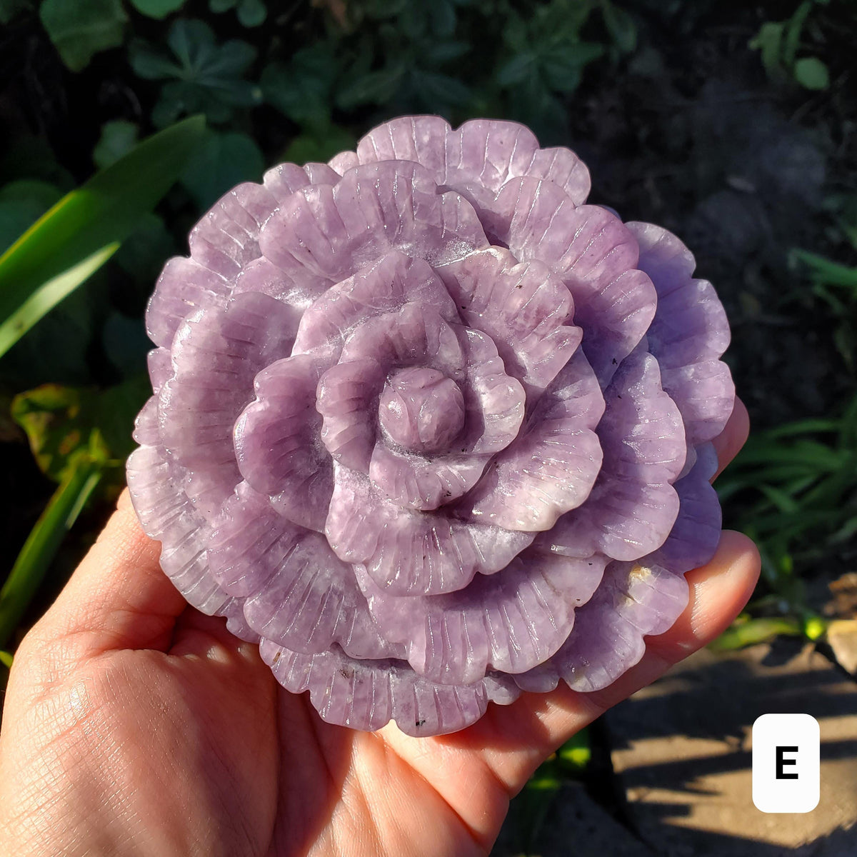 Big Lepidolite Flower - Transitions, Stress Relief, Calming - Purple Rose Carving Lepidolite Healing Stone Statement Piece