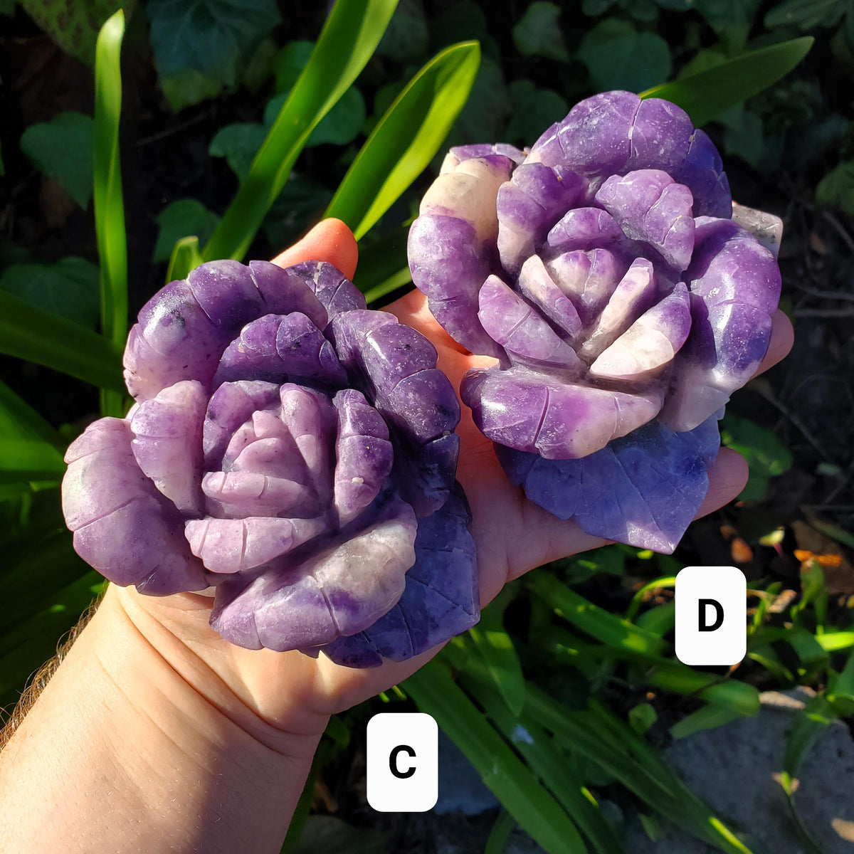 Big Lepidolite Flower - Transitions, Stress Relief, Calming - Purple Rose Carving Lepidolite Healing Stone Statement Piece