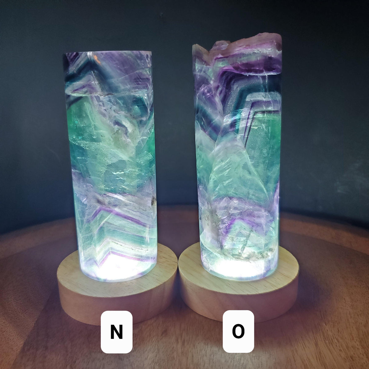Rainbow Fluorite Lamp (2" wide) - Mental Clarity, Stability, Energetic Protection - Fluorite Accent Light Mood Lighting Crystal Stone