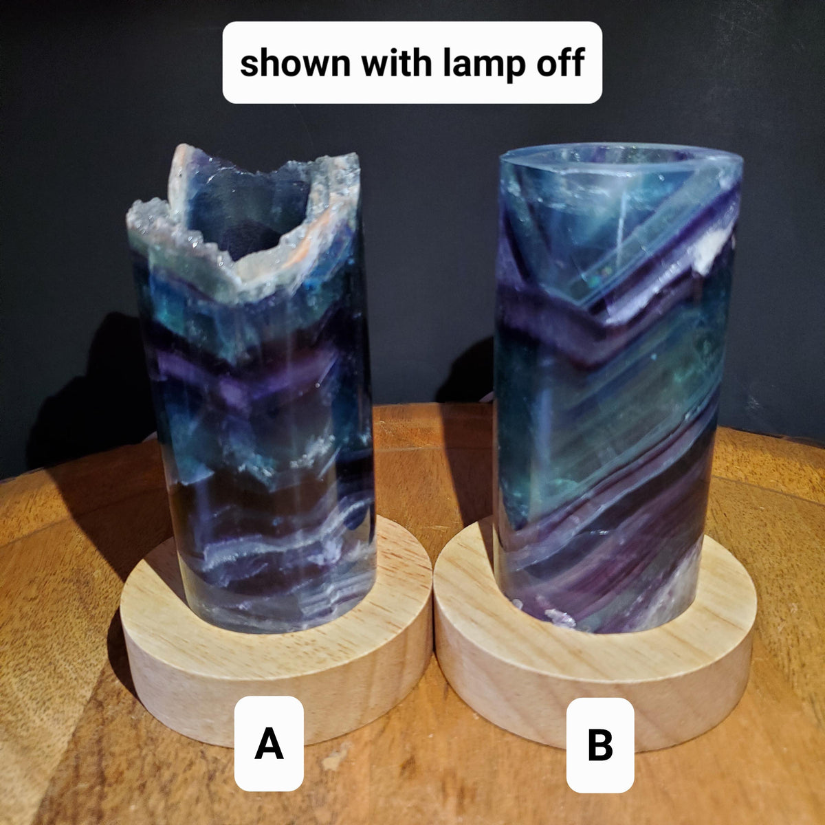 Rainbow Fluorite Lamp (2" wide) - Mental Clarity, Stability, Energetic Protection - Fluorite Accent Light Mood Lighting Crystal Stone