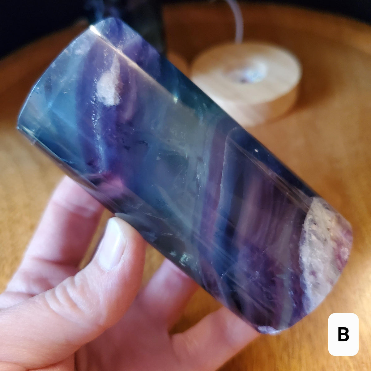 Rainbow Fluorite Lamp (2" wide) - Mental Clarity, Stability, Energetic Protection - Fluorite Accent Light Mood Lighting Crystal Stone