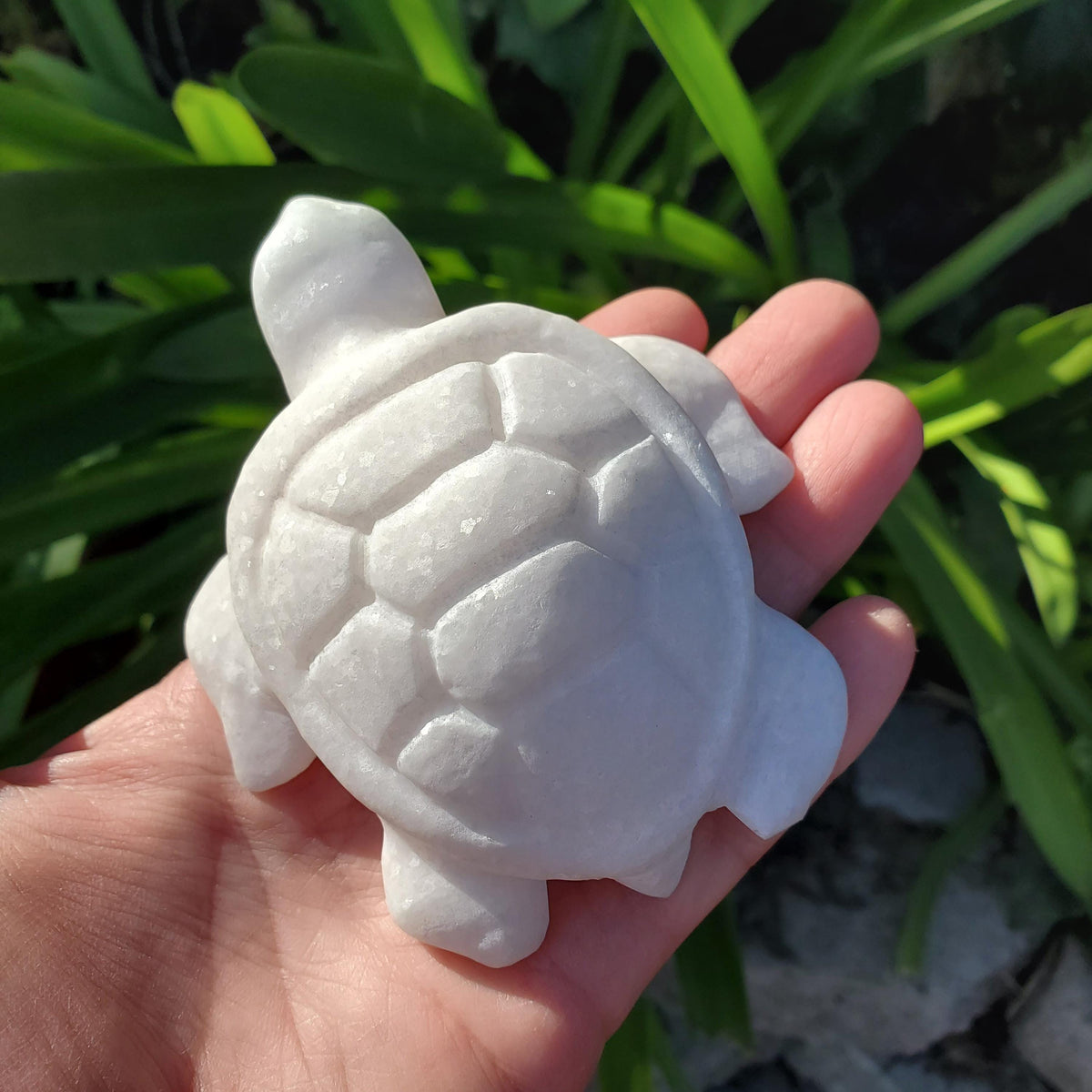 Chunky White Jade Turtle - Brings in Joy, Peace, Calm & Love Energy - Flashy White Turtle Stone Carving Healing Gemstone