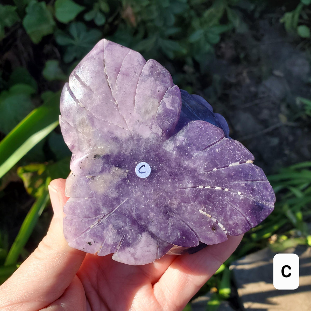 Big Lepidolite Flower - Transitions, Stress Relief, Calming - Purple Rose Carving Lepidolite Healing Stone Statement Piece