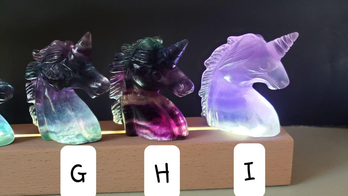 Small Rainbow Fluorite Unicorn - Stability, Concentration, Protection - Fluorite Carved Crystal Unicorn Healing Gemstones