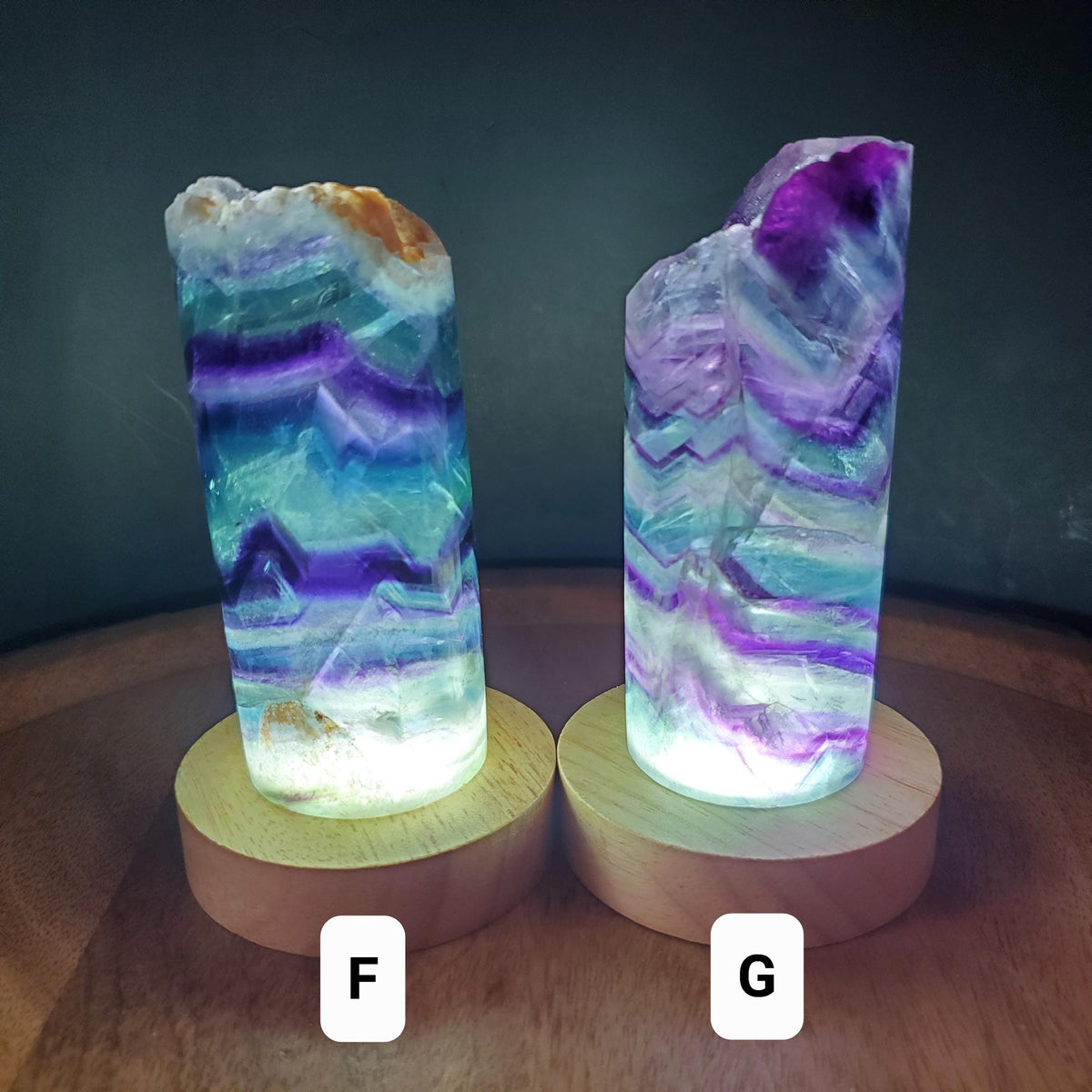 Rainbow Fluorite Lamp (2" wide) - Mental Clarity, Stability, Energetic Protection - Fluorite Accent Light Mood Lighting Crystal Stone