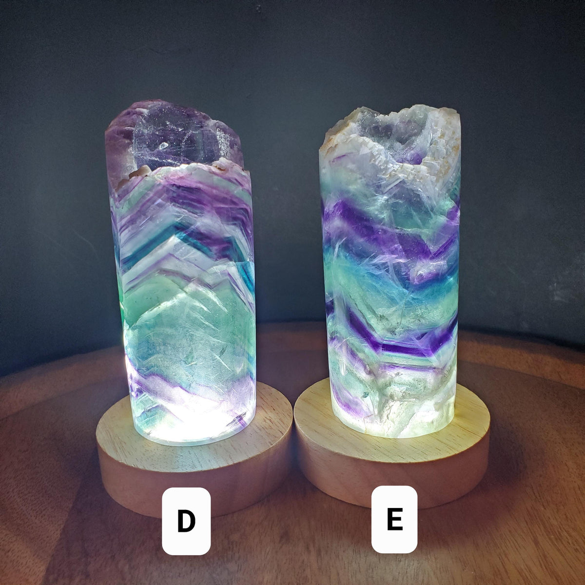 Rainbow Fluorite Lamp (2" wide) - Mental Clarity, Stability, Energetic Protection - Fluorite Accent Light Mood Lighting Crystal Stone