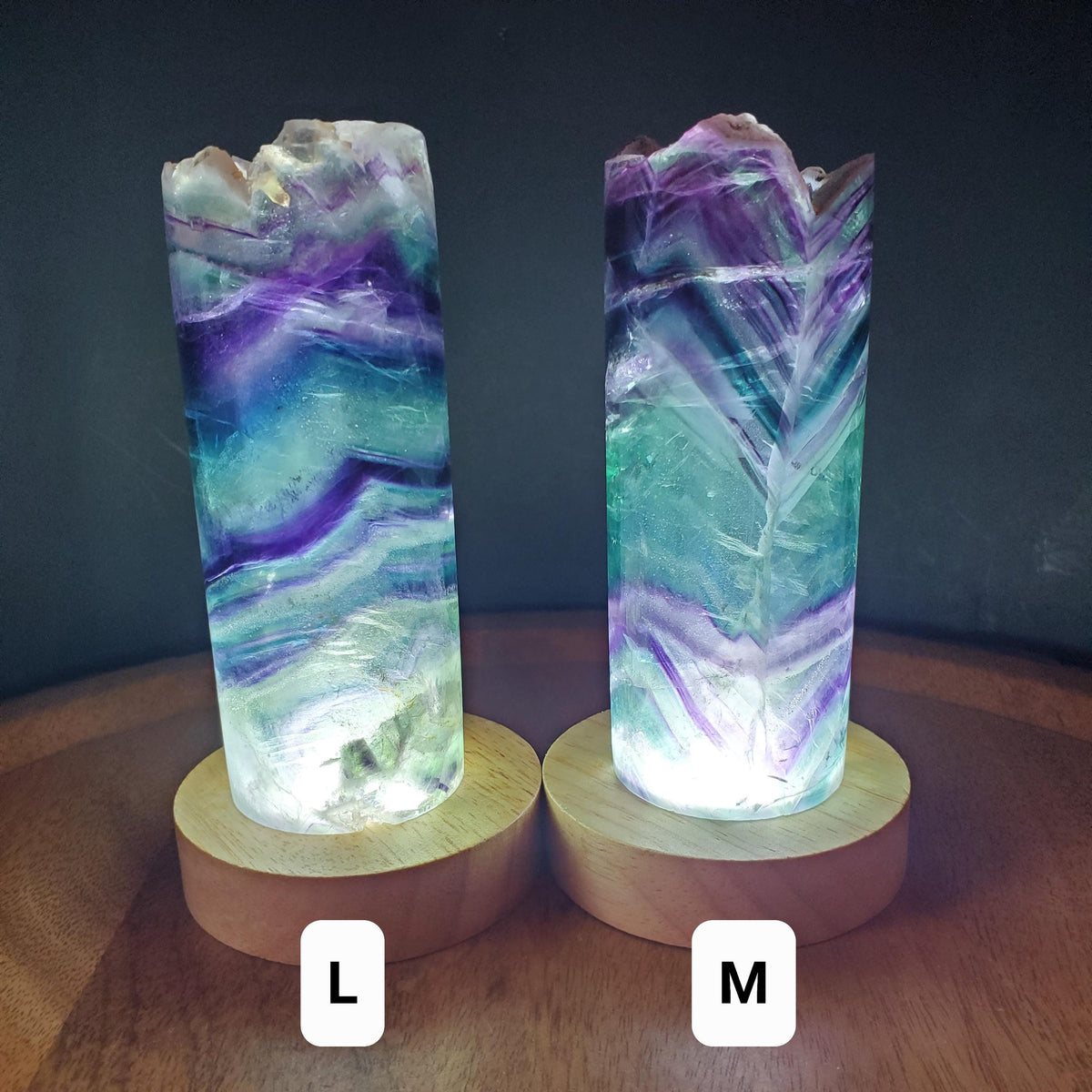 Rainbow Fluorite Lamp (2" wide) - Mental Clarity, Stability, Energetic Protection - Fluorite Accent Light Mood Lighting Crystal Stone