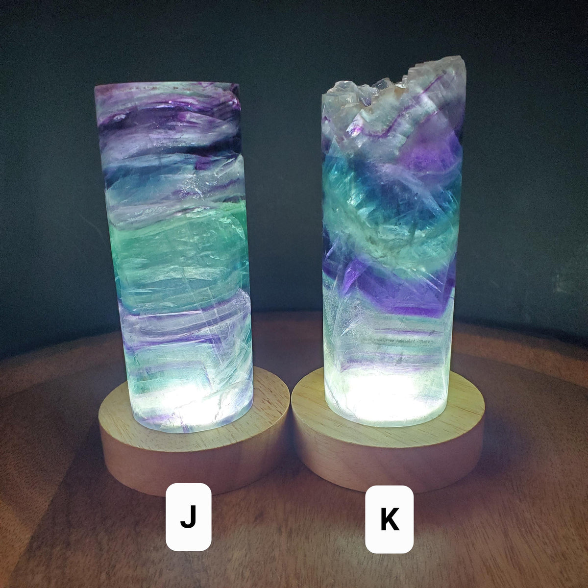 Rainbow Fluorite Lamp (2" wide) - Mental Clarity, Stability, Energetic Protection - Fluorite Accent Light Mood Lighting Crystal Stone
