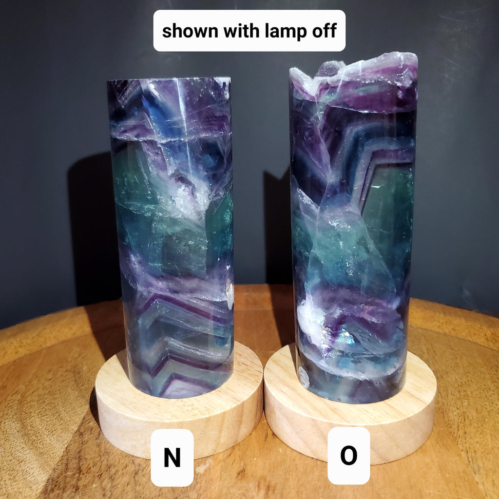 Rainbow Fluorite Lamp (2" wide) - Mental Clarity, Stability, Energetic Protection - Fluorite Accent Light Mood Lighting Crystal Stone