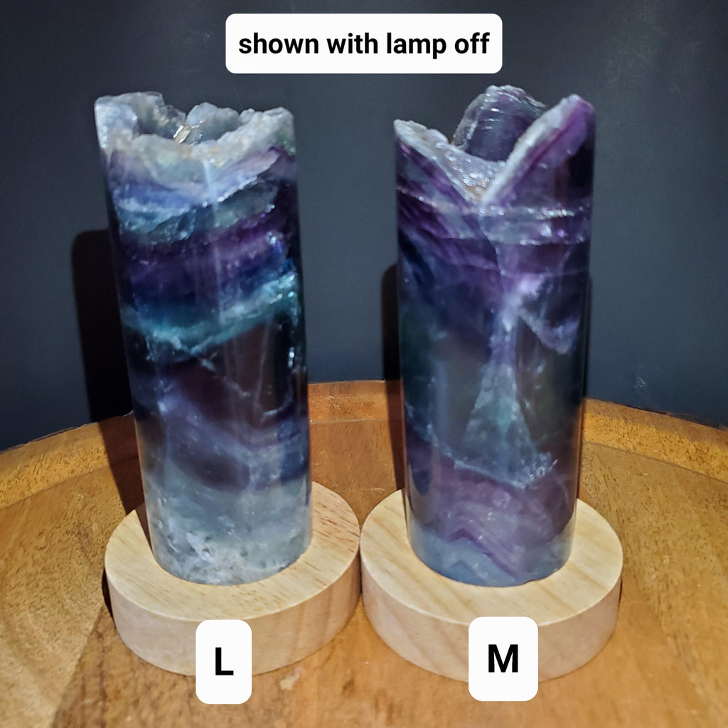 Rainbow Fluorite Lamp (2" wide) - Mental Clarity, Stability, Energetic Protection - Fluorite Accent Light Mood Lighting Crystal Stone
