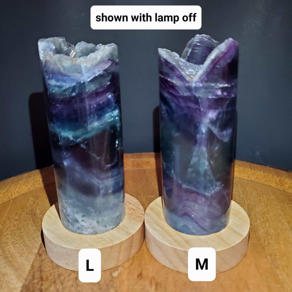 Rainbow Fluorite Lamp (2" wide) - Mental Clarity, Stability, Energetic Protection - Fluorite Accent Light Mood Lighting Crystal Stone