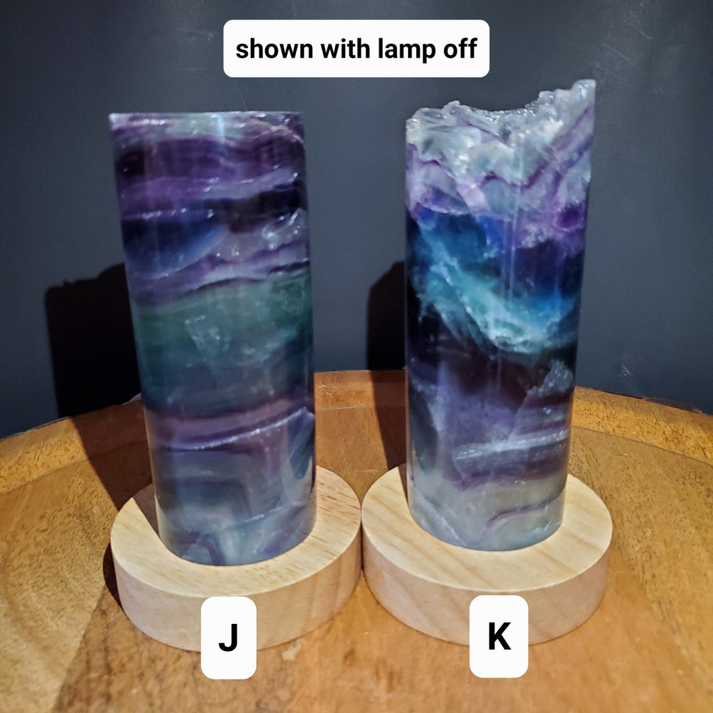 Rainbow Fluorite Lamp (2" wide) - Mental Clarity, Stability, Energetic Protection - Fluorite Accent Light Mood Lighting Crystal Stone