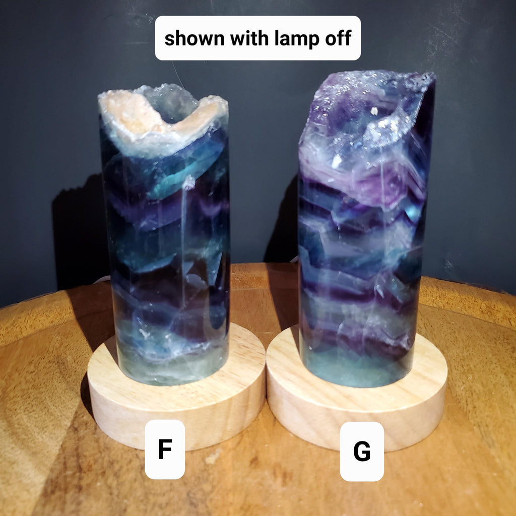 Rainbow Fluorite Lamp (2" wide) - Mental Clarity, Stability, Energetic Protection - Fluorite Accent Light Mood Lighting Crystal Stone