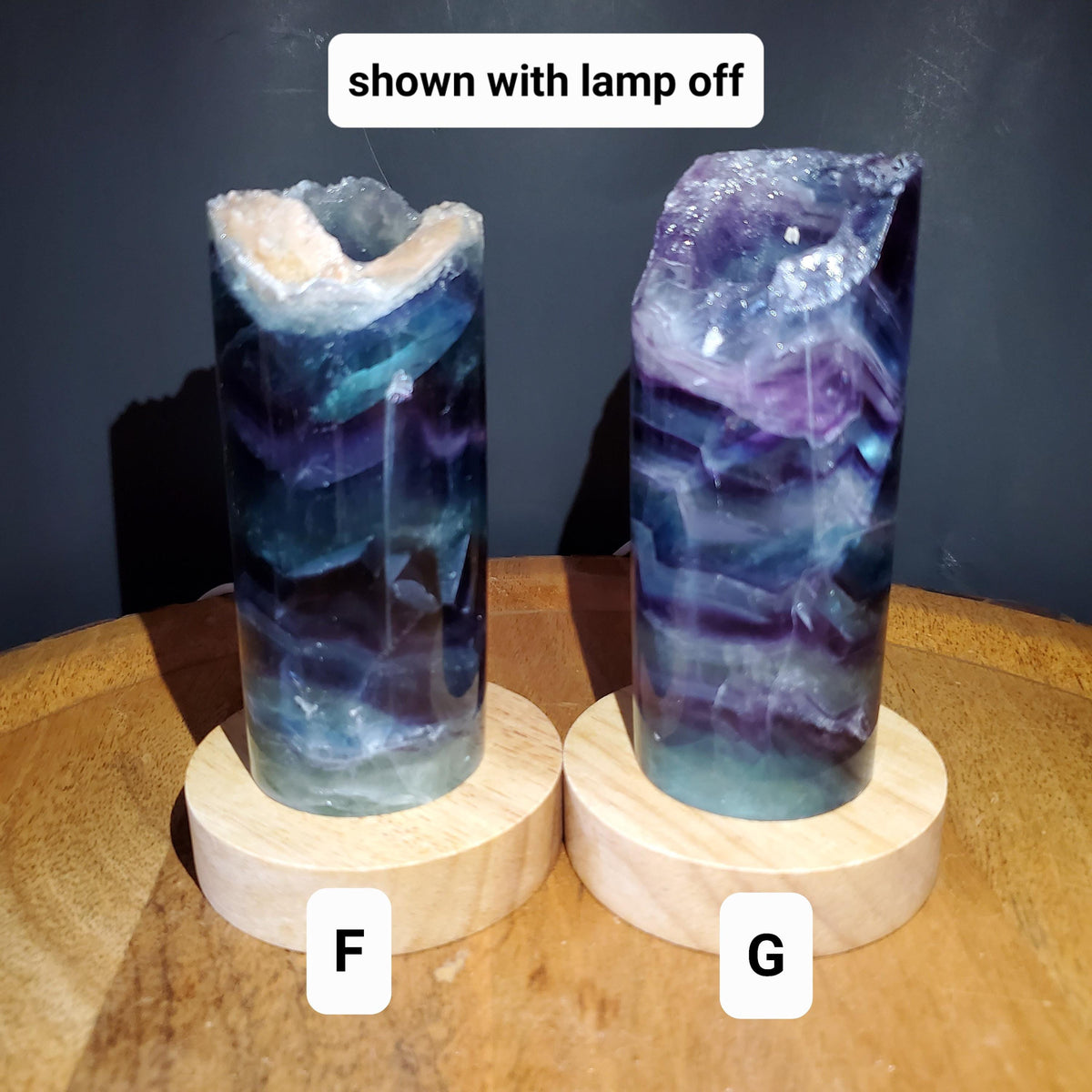 Rainbow Fluorite Lamp (2" wide) - Mental Clarity, Stability, Energetic Protection - Fluorite Accent Light Mood Lighting Crystal Stone