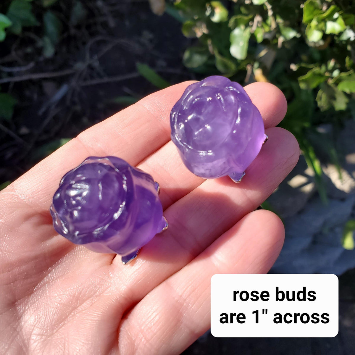 Small Purple Fluorite Rose - Clarity, Peace, Logic, Protection - Silver Stem Rose Gemstone Crystal Rose Statement