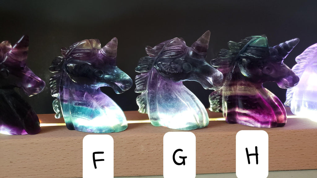 Small Rainbow Fluorite Unicorn - Stability, Concentration, Protection - Fluorite Carved Crystal Unicorn Healing Gemstones