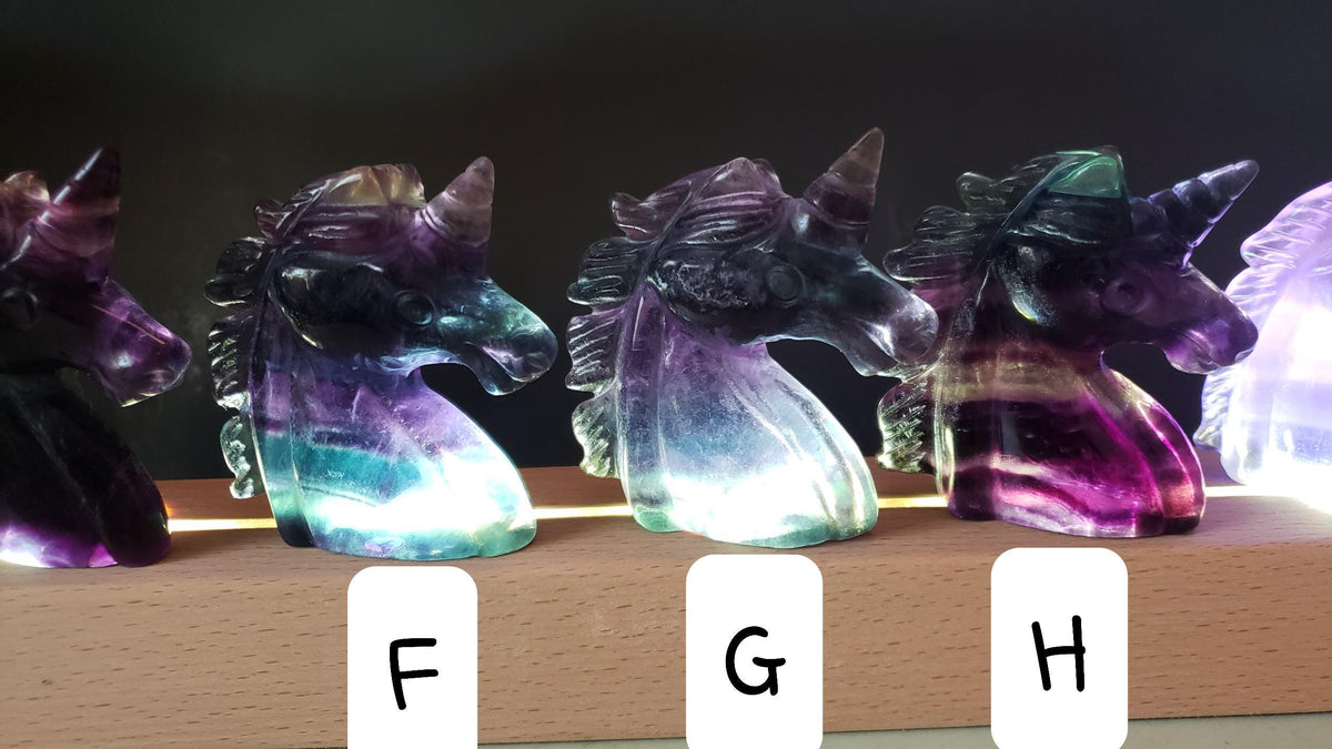 Small Rainbow Fluorite Unicorn - Stability, Concentration, Protection - Fluorite Carved Crystal Unicorn Healing Gemstones