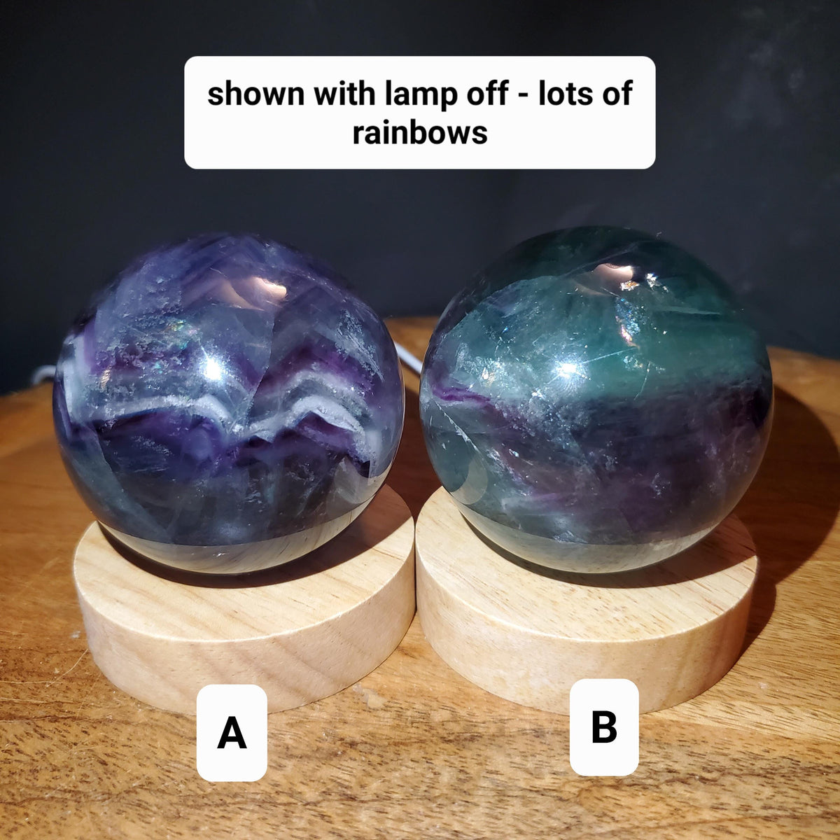 Rainbow Fluorite Sphere Lamp - Mental Clarity, Stability, Energetic Protection - Fluorite Accent Light Mood Lighting Crystal Stone