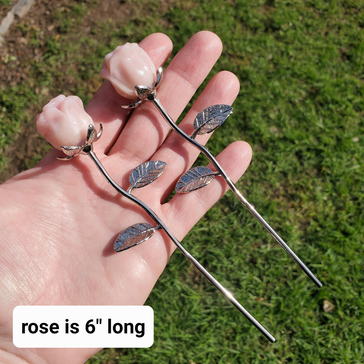 Small Pink Opal Rose on Stem - Activates Heart Chakra, Strengthens Connection To Yourself, Individuality - Pink Crystal Flower Valentine
