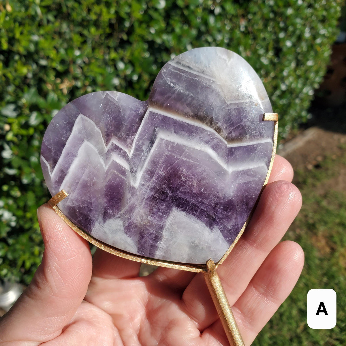 Dream Amethyst Heart on Stand - Calming, Energetic Protection, Positivity, Divine Love - Purple Amethyst Crystal Healing Statement