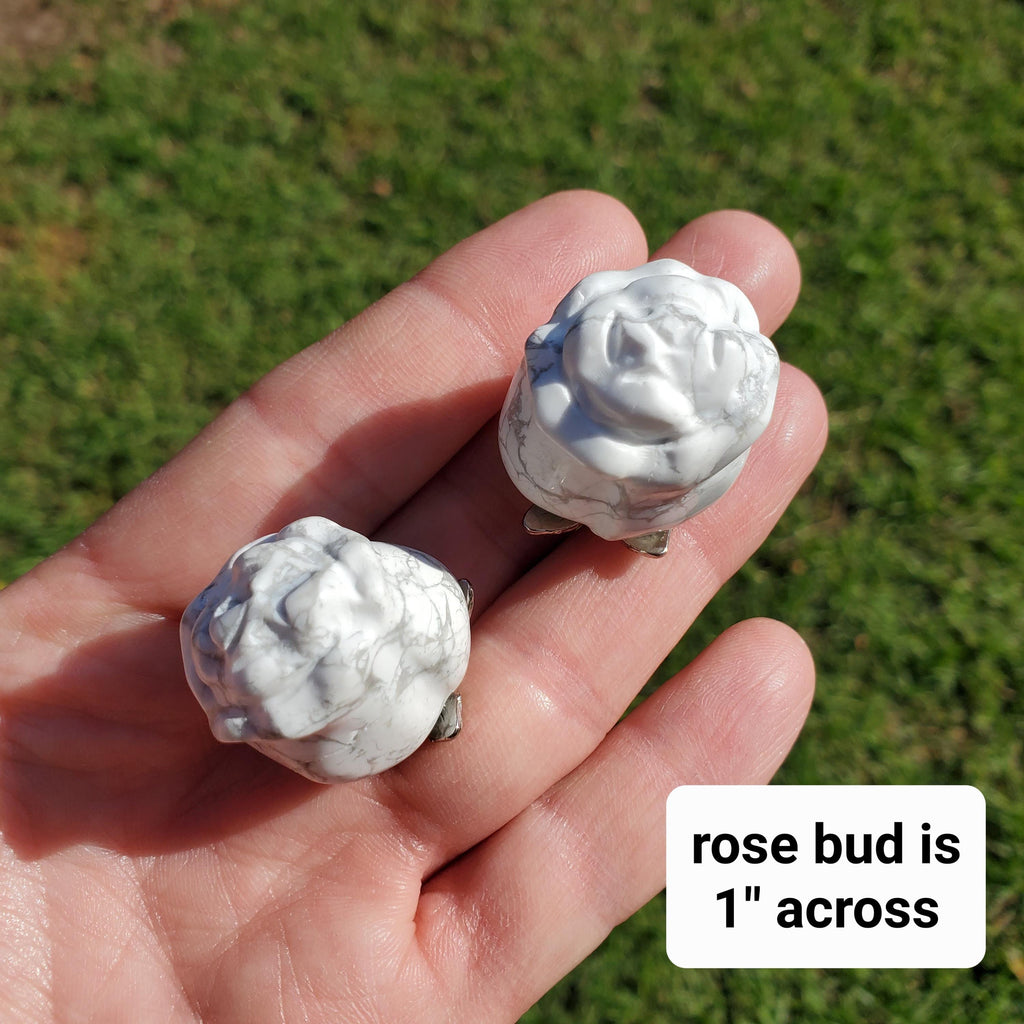 Small Howlite Flower on Metal Stem - Calm, Confidence, Emotional Healing, Grounding - Howlite Crystal Flower Healing Gemstone