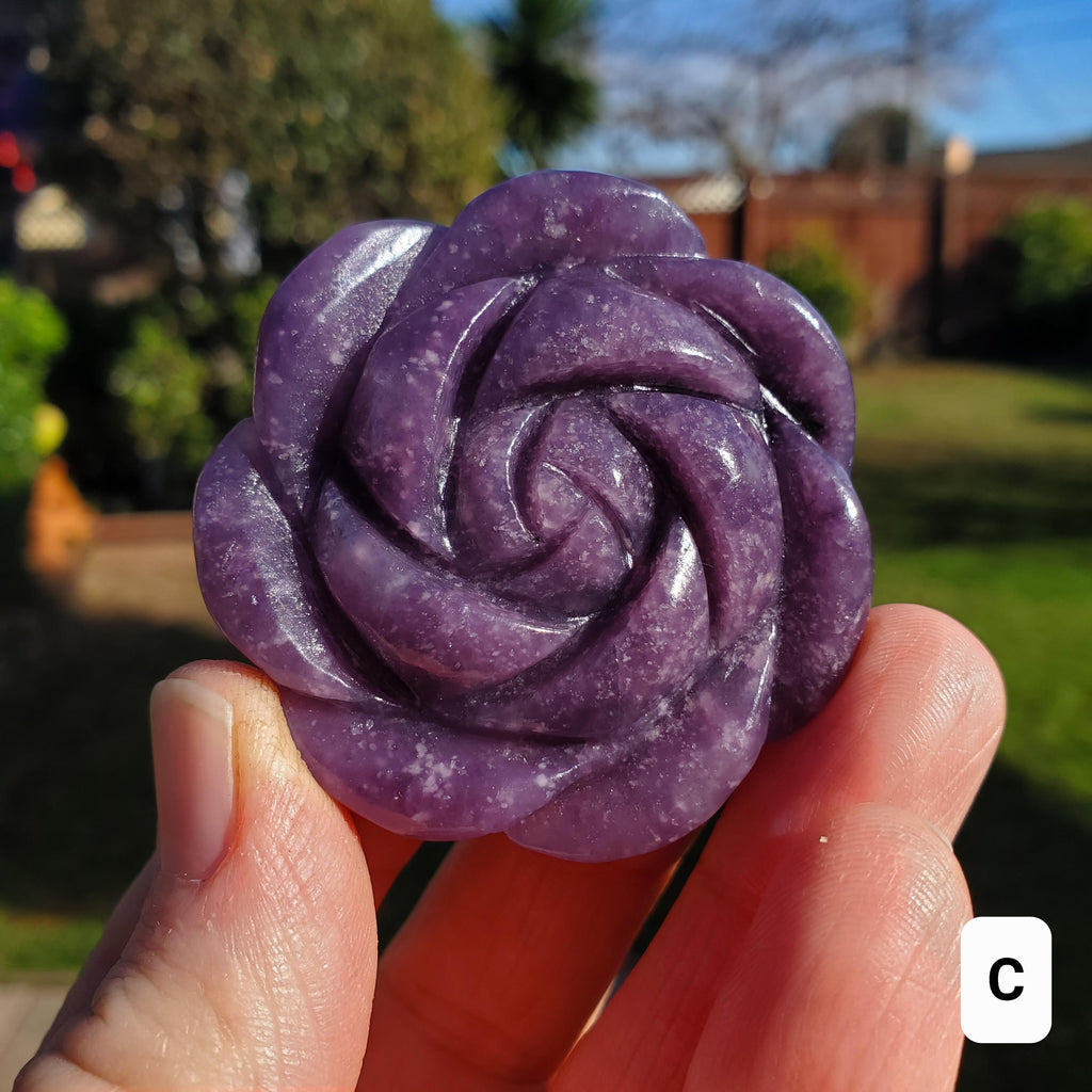 Small Lepidolite Flower - Helps You Through Change, Anti-Anxiety, Calming, Relaxing - Purple Flower Carving Lepidolite Healing Stone