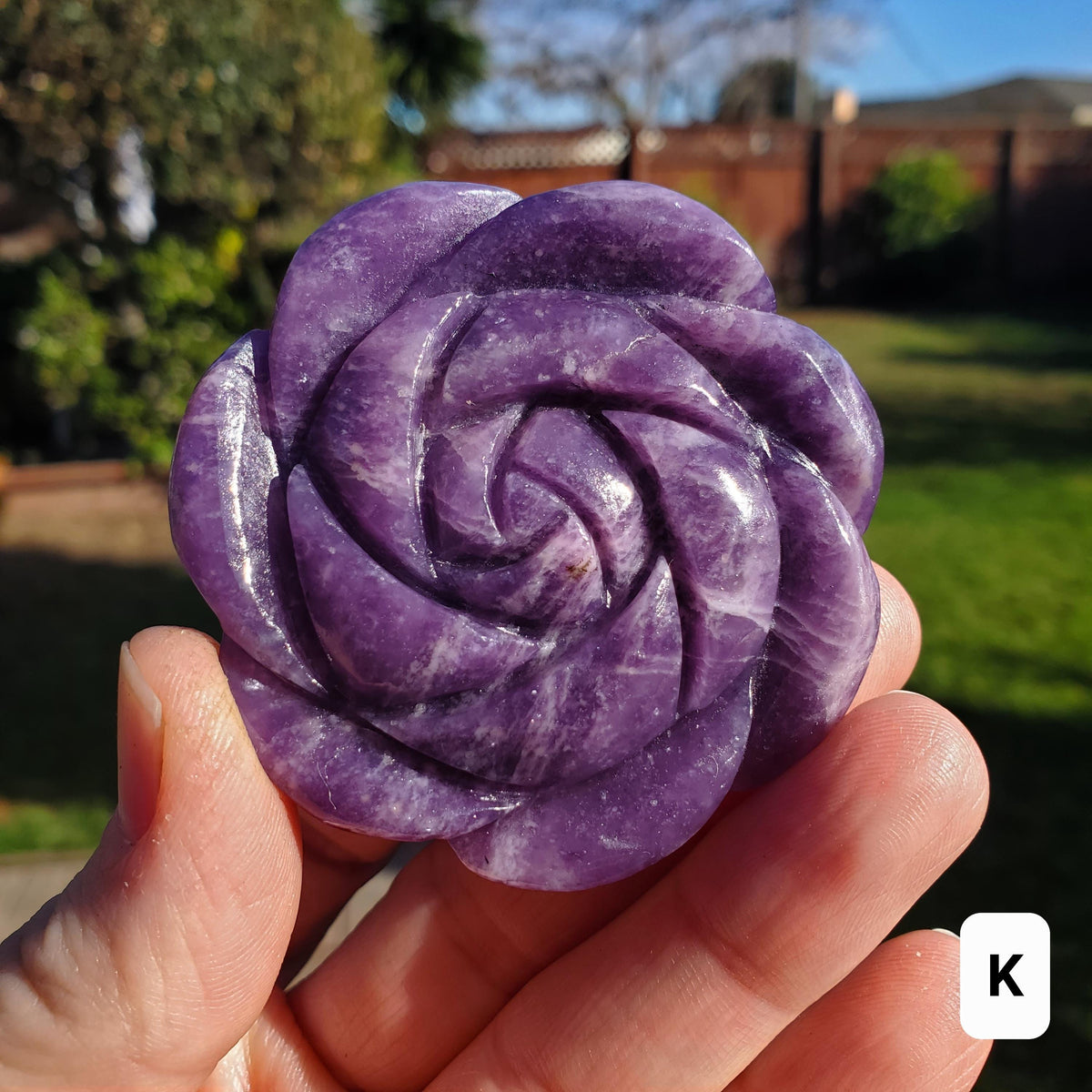 Small Lepidolite Flower - Helps You Through Change, Anti-Anxiety, Calming, Relaxing - Purple Flower Carving Lepidolite Healing Stone