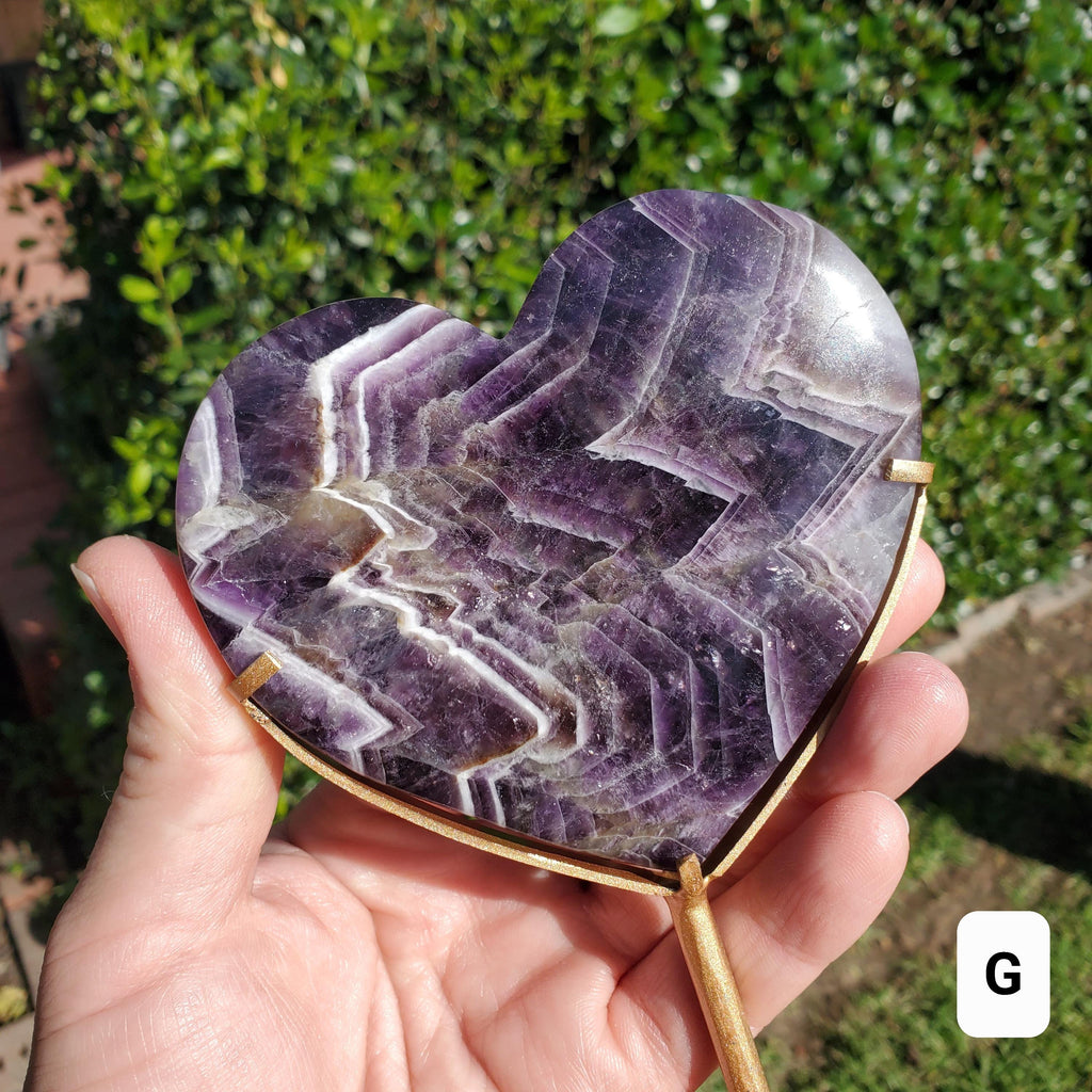 Dream Amethyst Heart on Stand - Calming, Energetic Protection, Positivity, Divine Love - Purple Amethyst Crystal Healing Statement