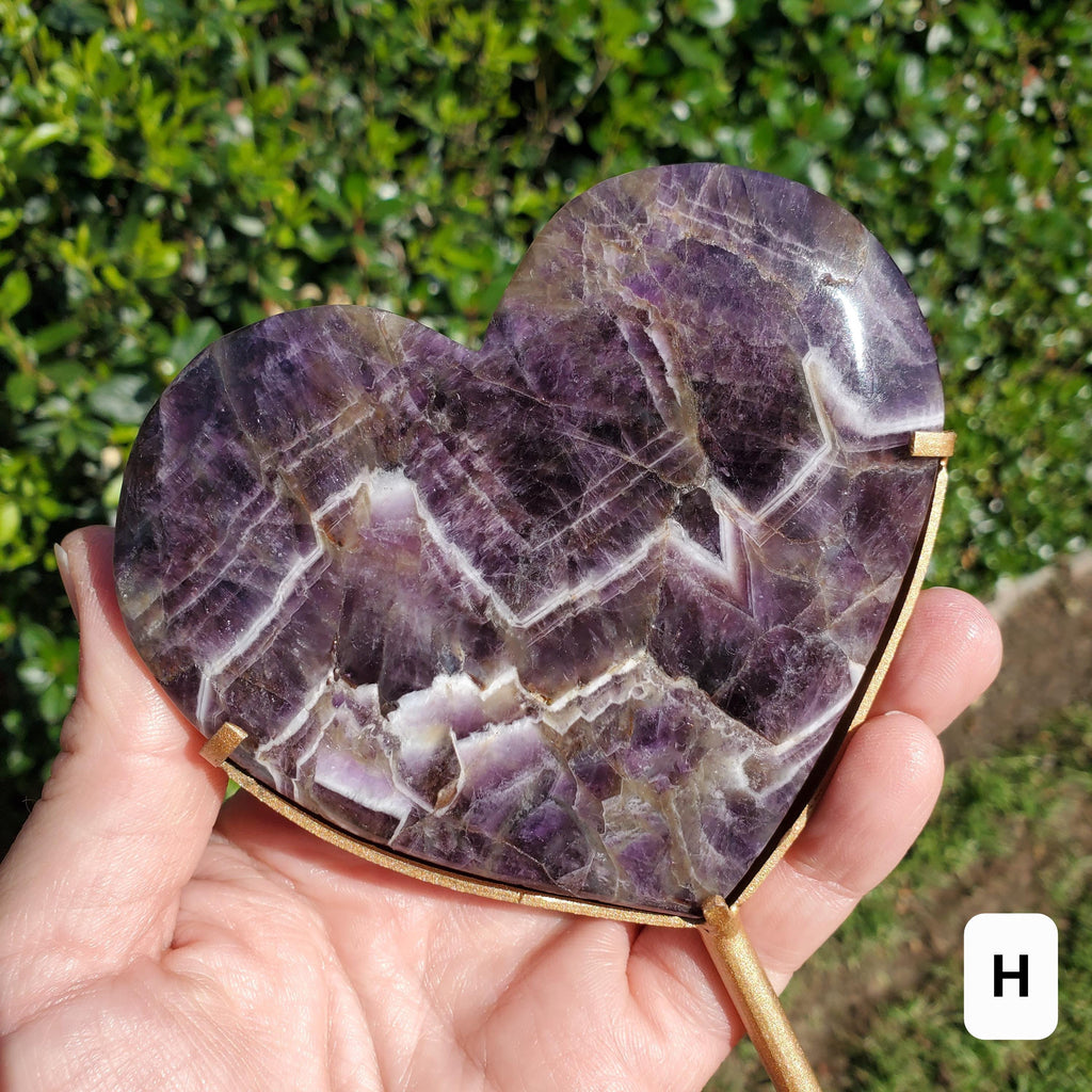 Dream Amethyst Heart on Stand - Calming, Energetic Protection, Positivity, Divine Love - Purple Amethyst Crystal Healing Statement