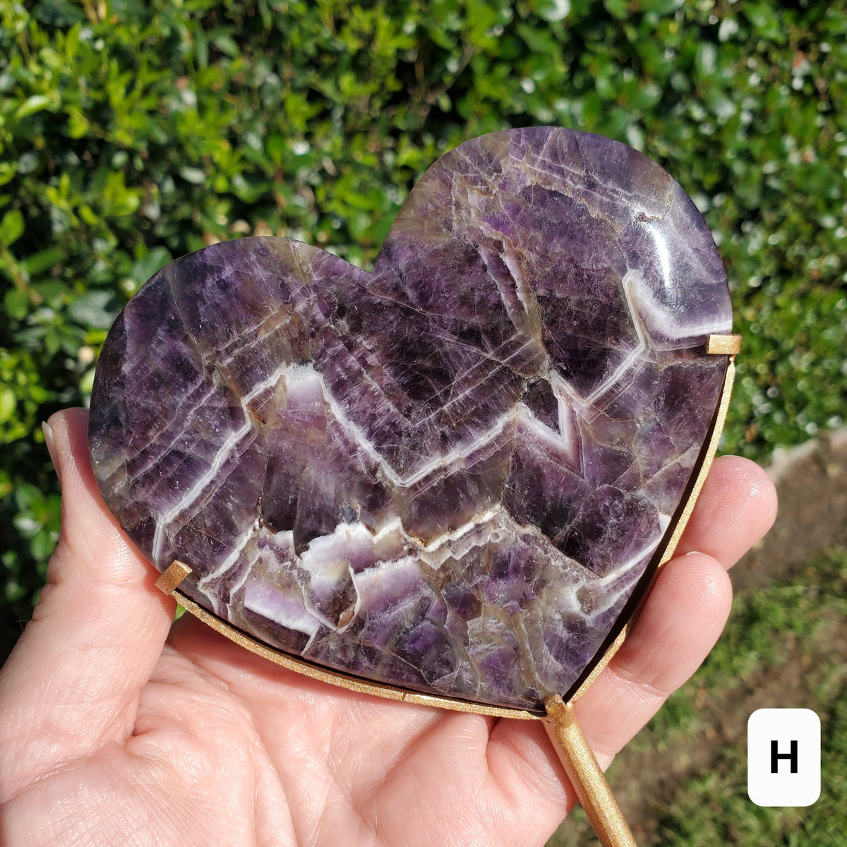 Dream Amethyst Heart on Stand - Calming, Energetic Protection, Positivity, Divine Love - Purple Amethyst Crystal Healing Statement