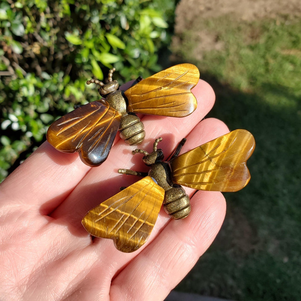 Flashy Tiger Eye Bumble Bee - Courage, Motivation, Confidence, Grounding, Energetic Protection, Energy - Tigers Eye Crystal Gemstones