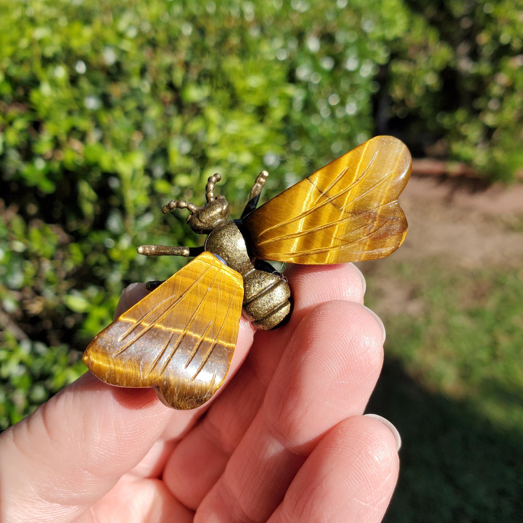 Flashy Tiger Eye Bumble Bee - Courage, Motivation, Confidence, Grounding, Energetic Protection, Energy - Tigers Eye Crystal Gemstones