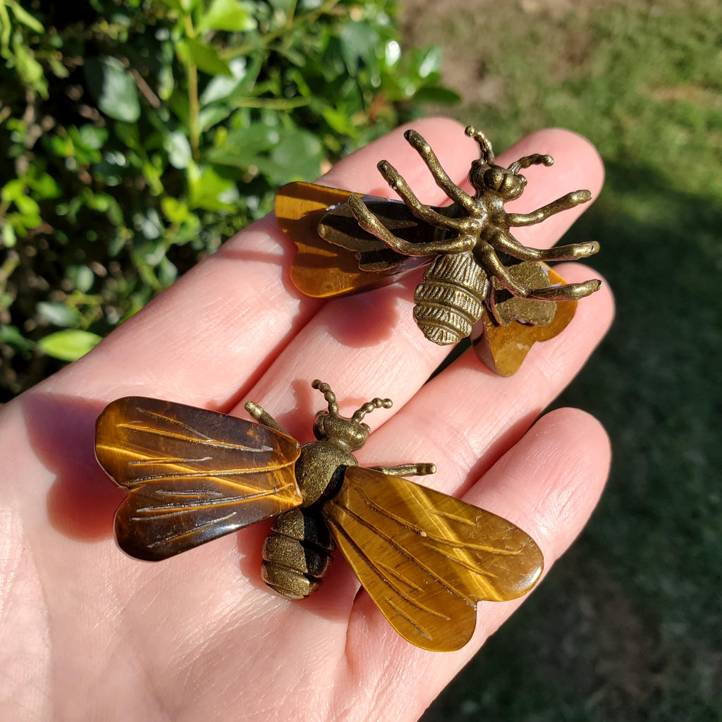 Flashy Tiger Eye Bumble Bee - Courage, Motivation, Confidence, Grounding, Energetic Protection, Energy - Tigers Eye Crystal Gemstones