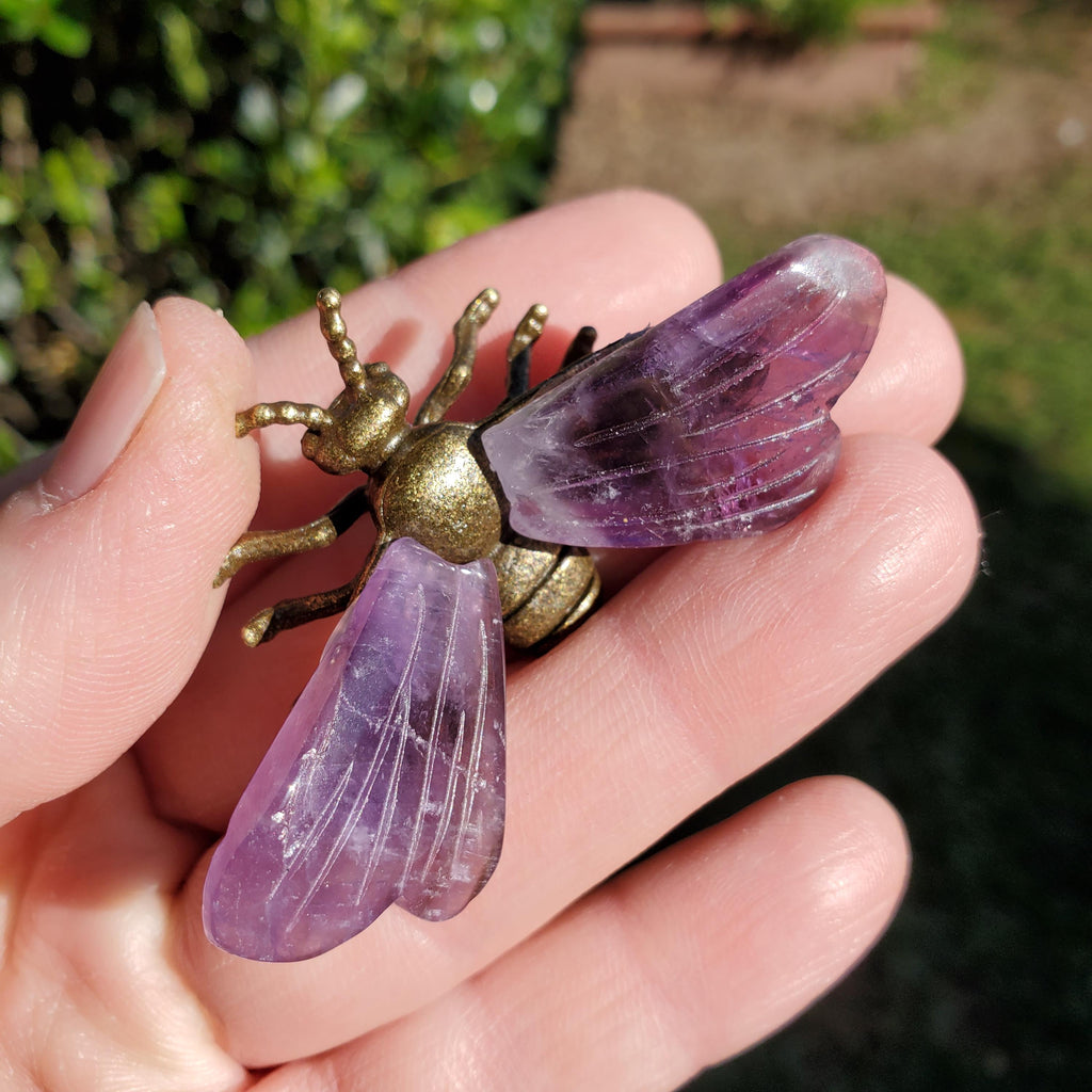 Cute Amethyst Bumble Bee - Calming, Protection, Positivity - Purple Amethyst Bee Carving Crystal Gemstone