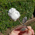 Small Howlite Flower on Metal Stem - Calm, Confidence, Emotional Healing, Grounding - Howlite Crystal Flower Healing Gemstone