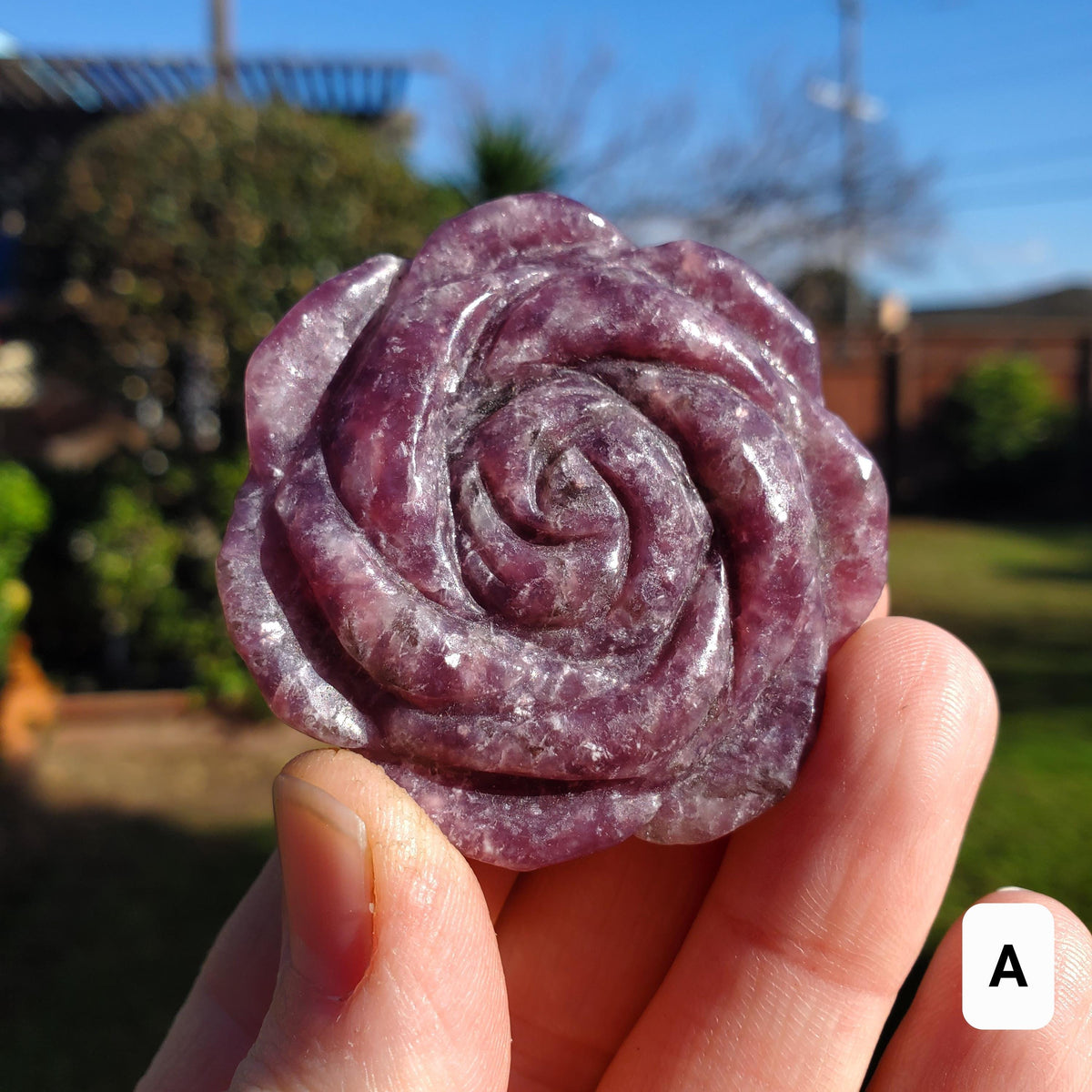 Small Lepidolite Flower - Helps You Through Change, Anti-Anxiety, Calming, Relaxing - Purple Flower Carving Lepidolite Healing Stone