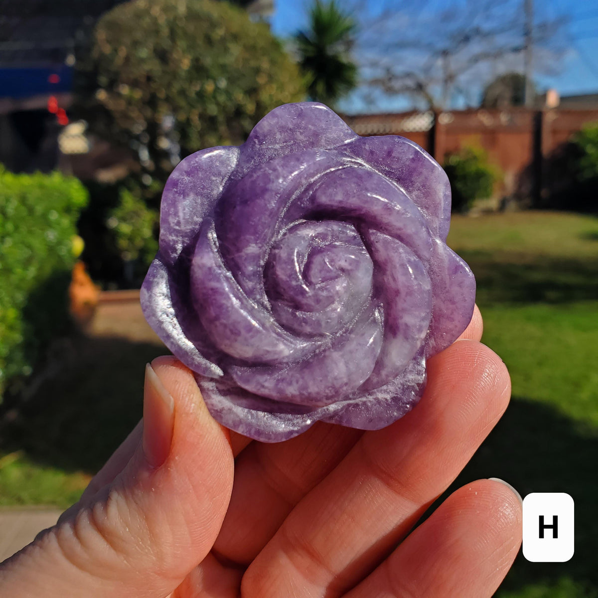Small Lepidolite Flower - Helps You Through Change, Anti-Anxiety, Calming, Relaxing - Purple Flower Carving Lepidolite Healing Stone