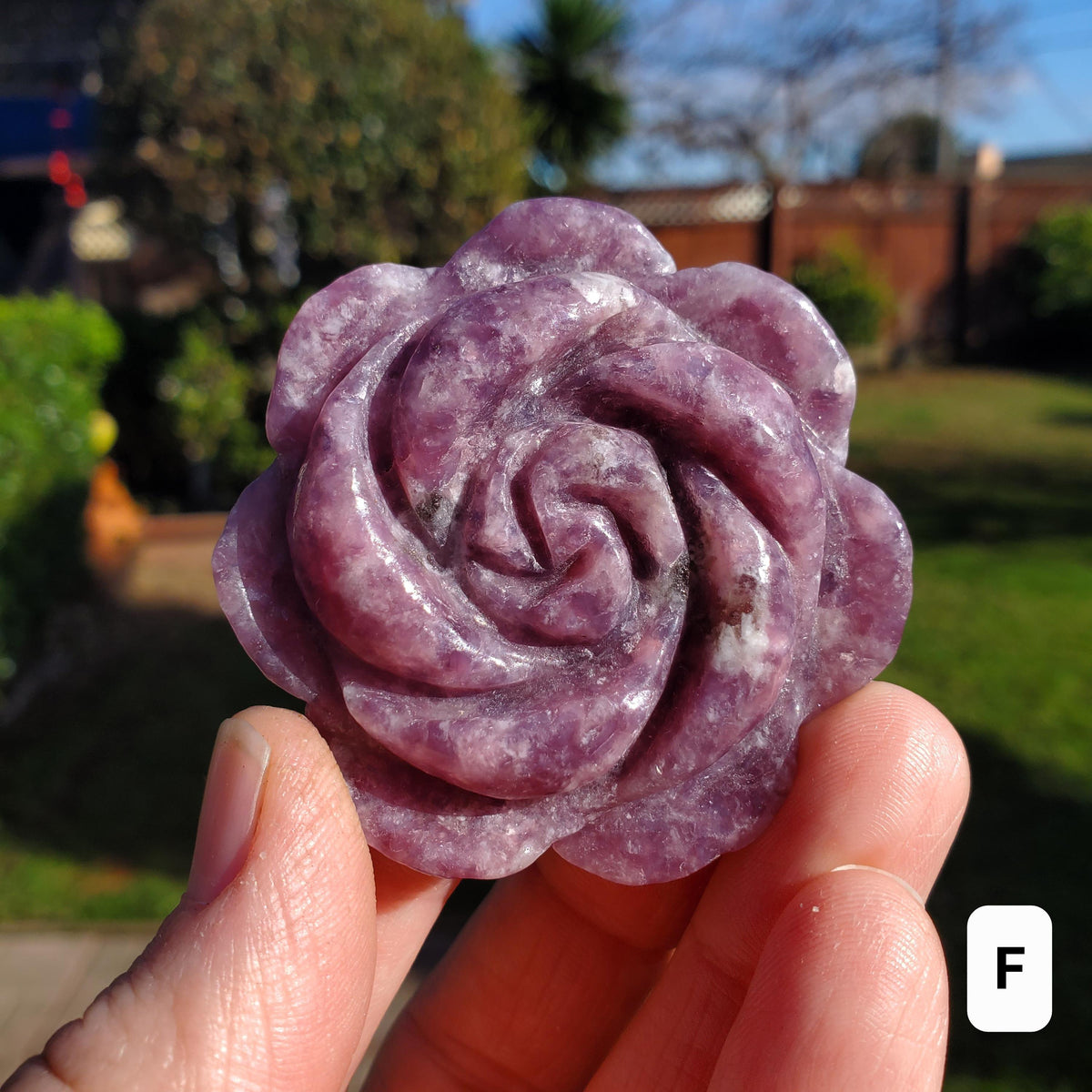 Small Lepidolite Flower - Helps You Through Change, Anti-Anxiety, Calming, Relaxing - Purple Flower Carving Lepidolite Healing Stone