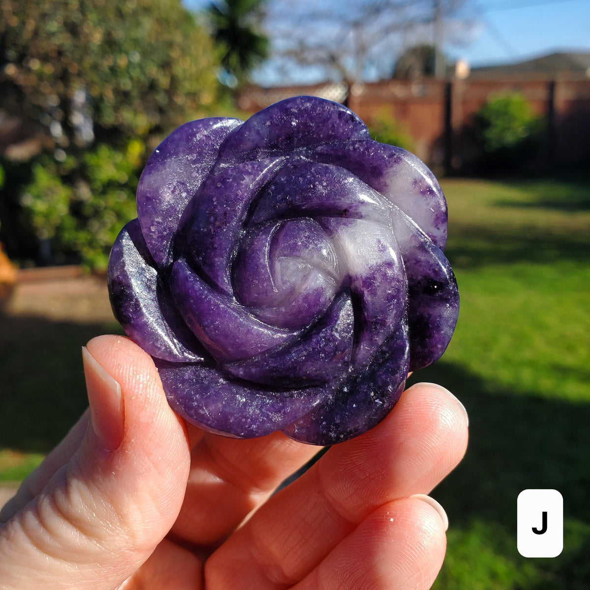 Small Lepidolite Flower - Helps You Through Change, Anti-Anxiety, Calming, Relaxing - Purple Flower Carving Lepidolite Healing Stone
