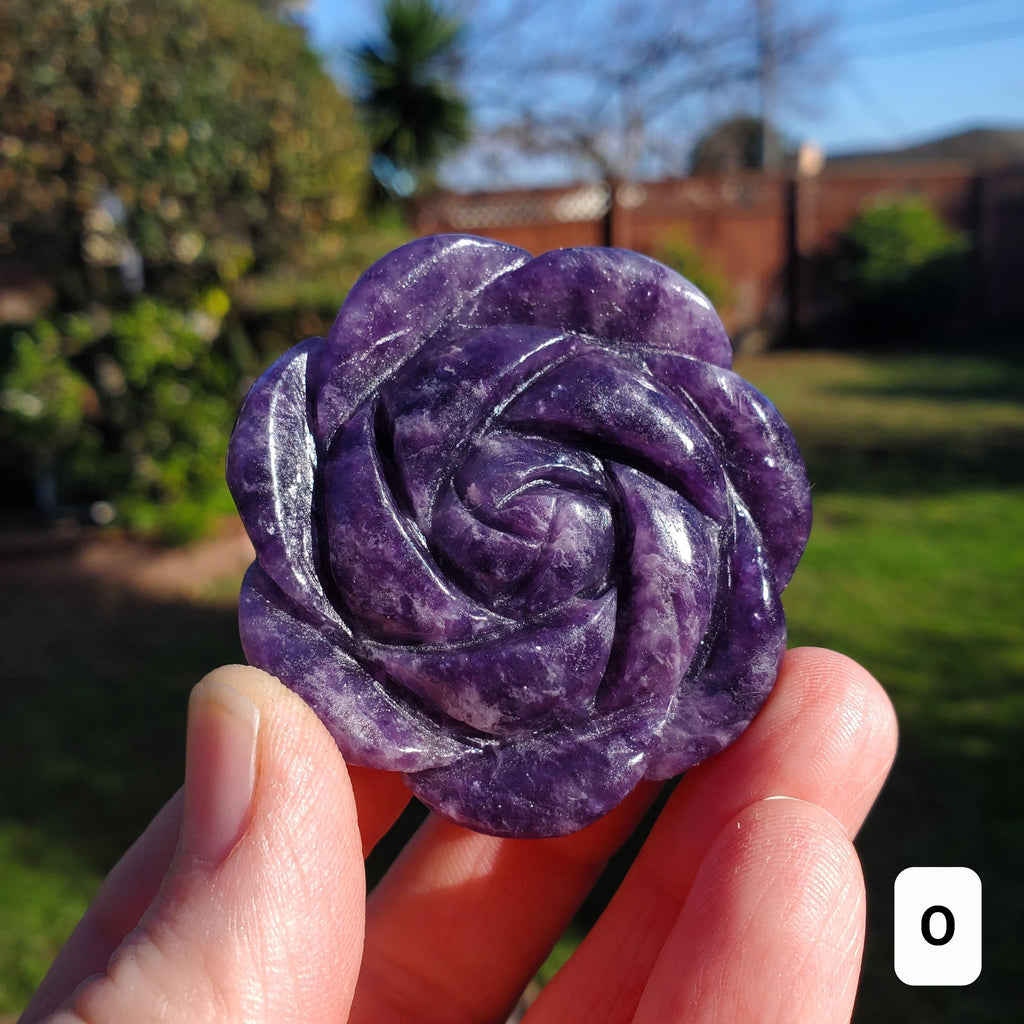 Small Lepidolite Flower - Helps You Through Change, Anti-Anxiety, Calming, Relaxing - Purple Flower Carving Lepidolite Healing Stone