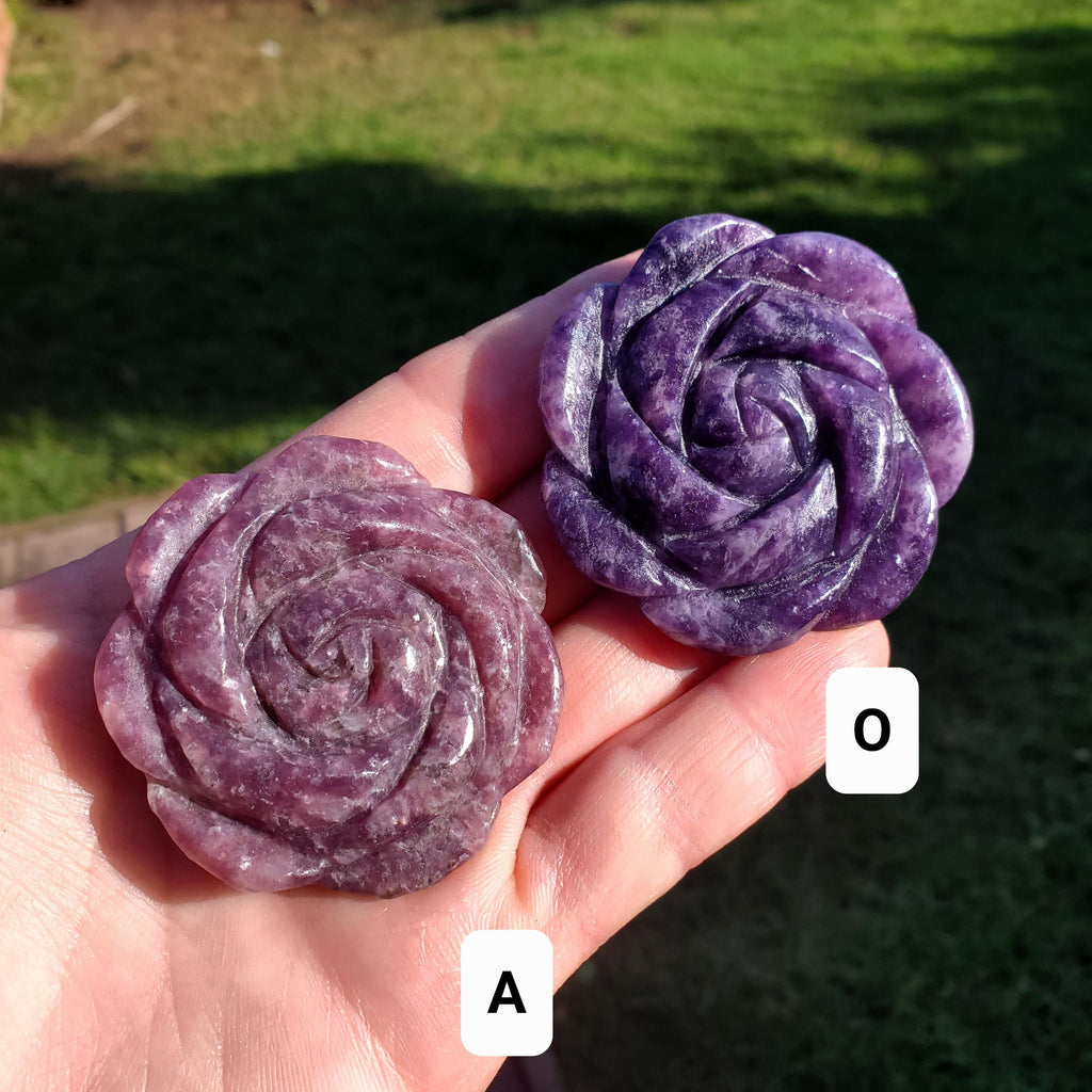 Small Lepidolite Flower - Helps You Through Change, Anti-Anxiety, Calming, Relaxing - Purple Flower Carving Lepidolite Healing Stone