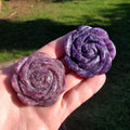 Small Lepidolite Flower - Helps You Through Change, Anti-Anxiety, Calming, Relaxing - Purple Flower Carving Lepidolite Healing Stone